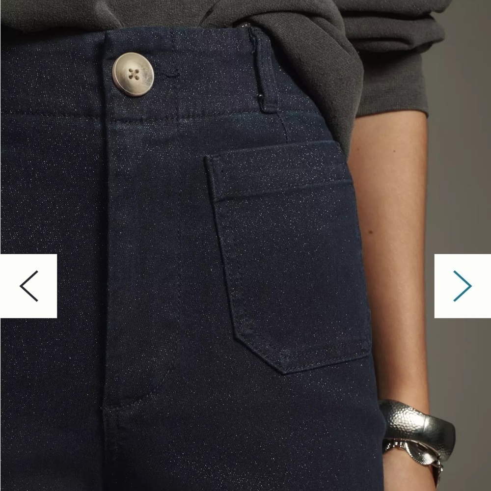Anthropologie Colette High-Rise Cropped Wide-Leg Jeans: Sparkle Edition Size 29 - Picture 5 of 7